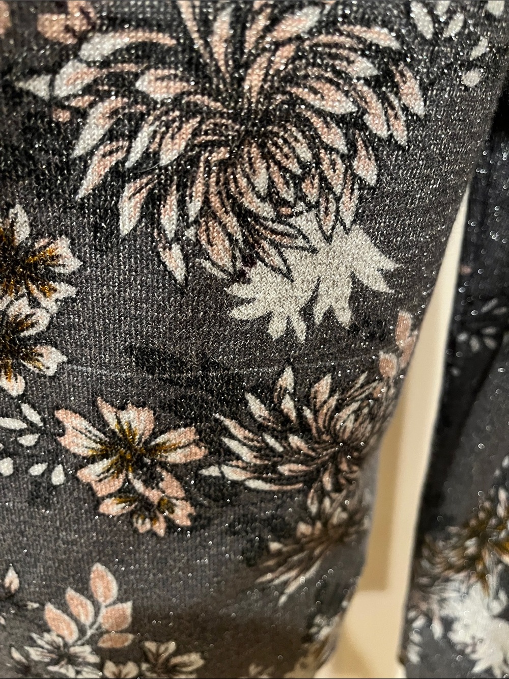 Charter Club Gray Floral Metallic-Thread Button Cardigan with Floral Print - Picture 6 of 7